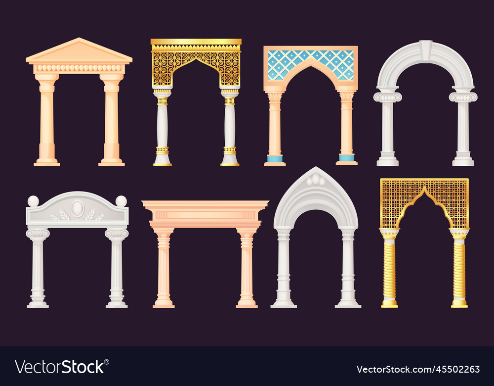 Antique arches architectural stone or marble arch Vector Image