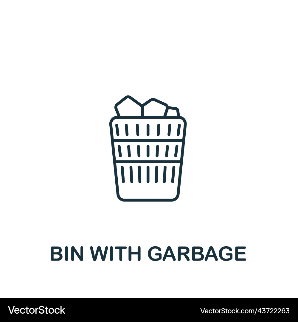 Bin with garbage icon line simple Royalty Free Vector Image