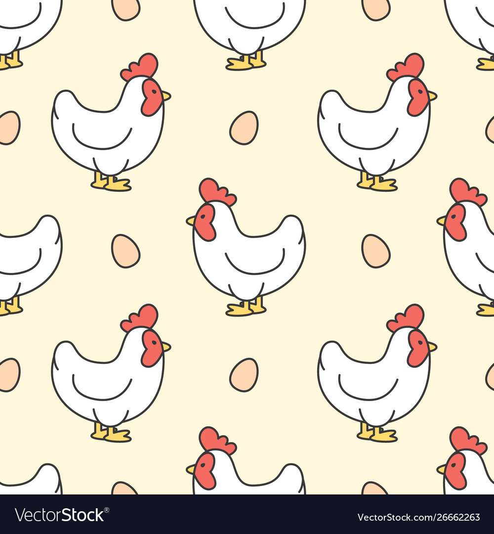 Chicken and egg seamless pattern background Vector Image