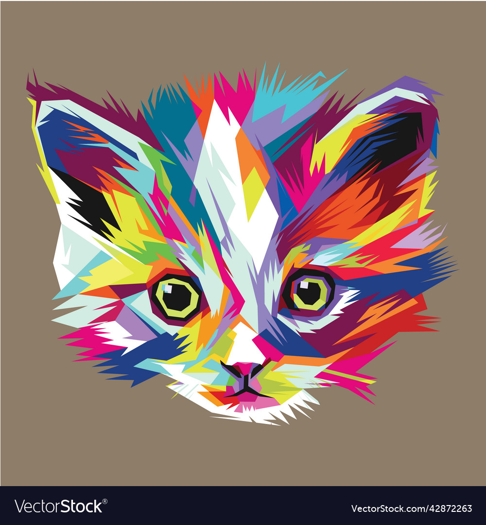 Colorful cat head Royalty Free Vector Image - VectorStock