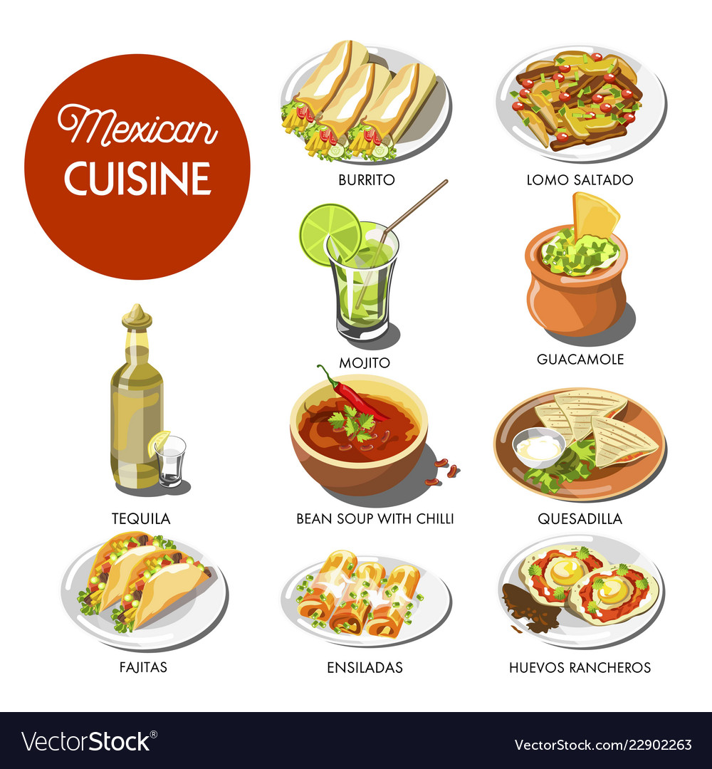 mexican-food-cuisine-traditional-dishes-of-meal-vector-image