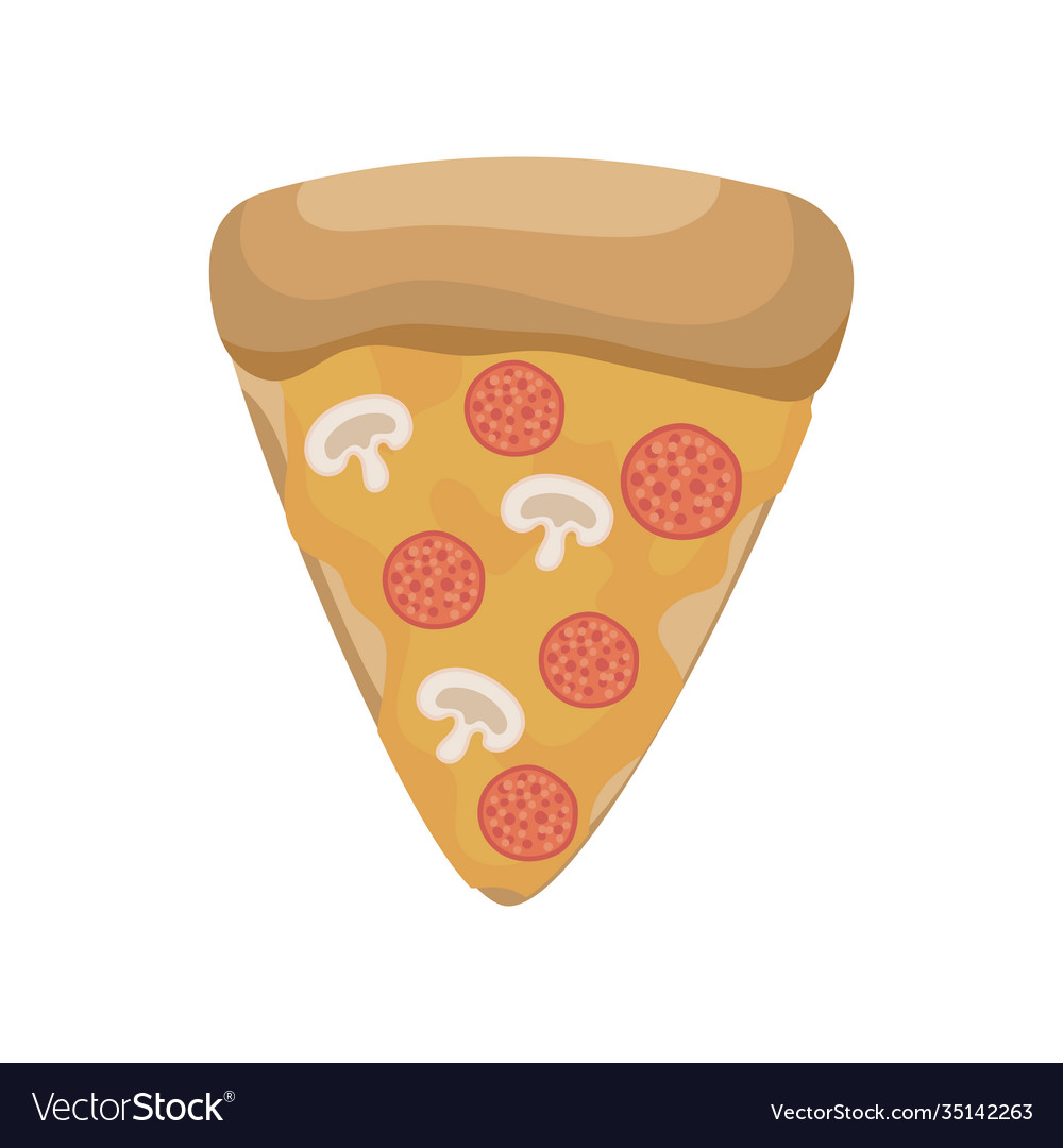 Pizza with cheese salami and mushrooms Royalty Free Vector