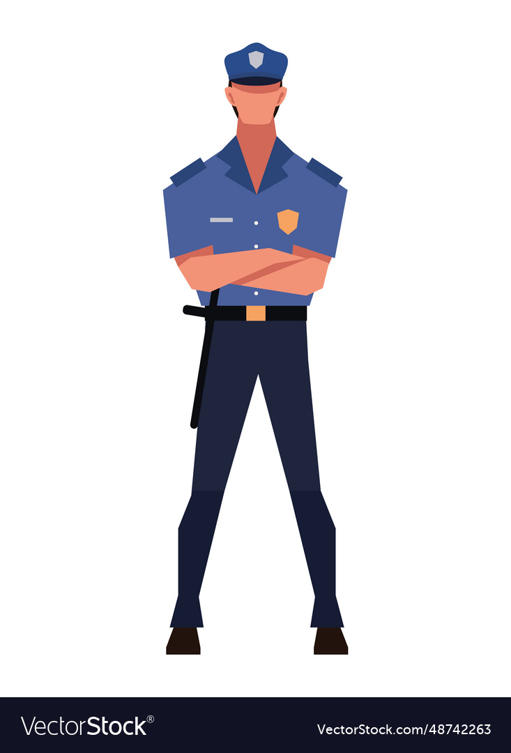 Police standing with folded arms Royalty Free Vector Image