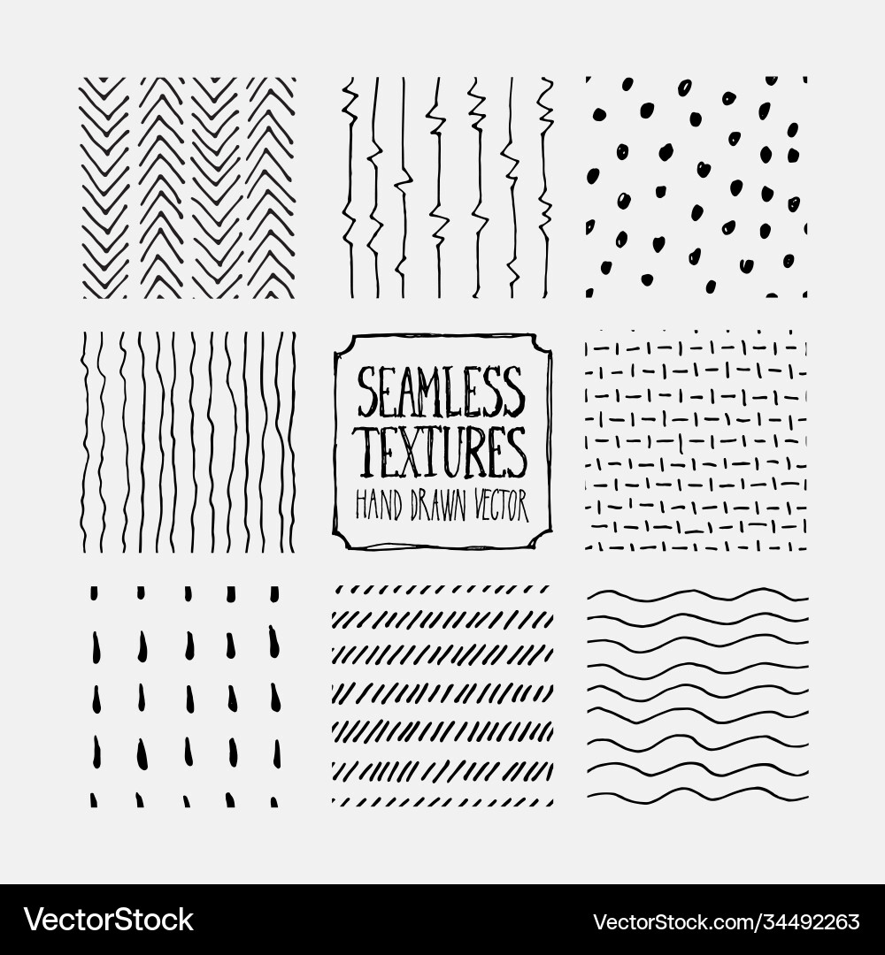 Set hand drawn seamless patterns Royalty Free Vector Image