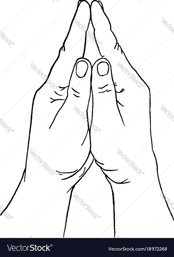 Praying positioned hands vintage engraving Vector Image