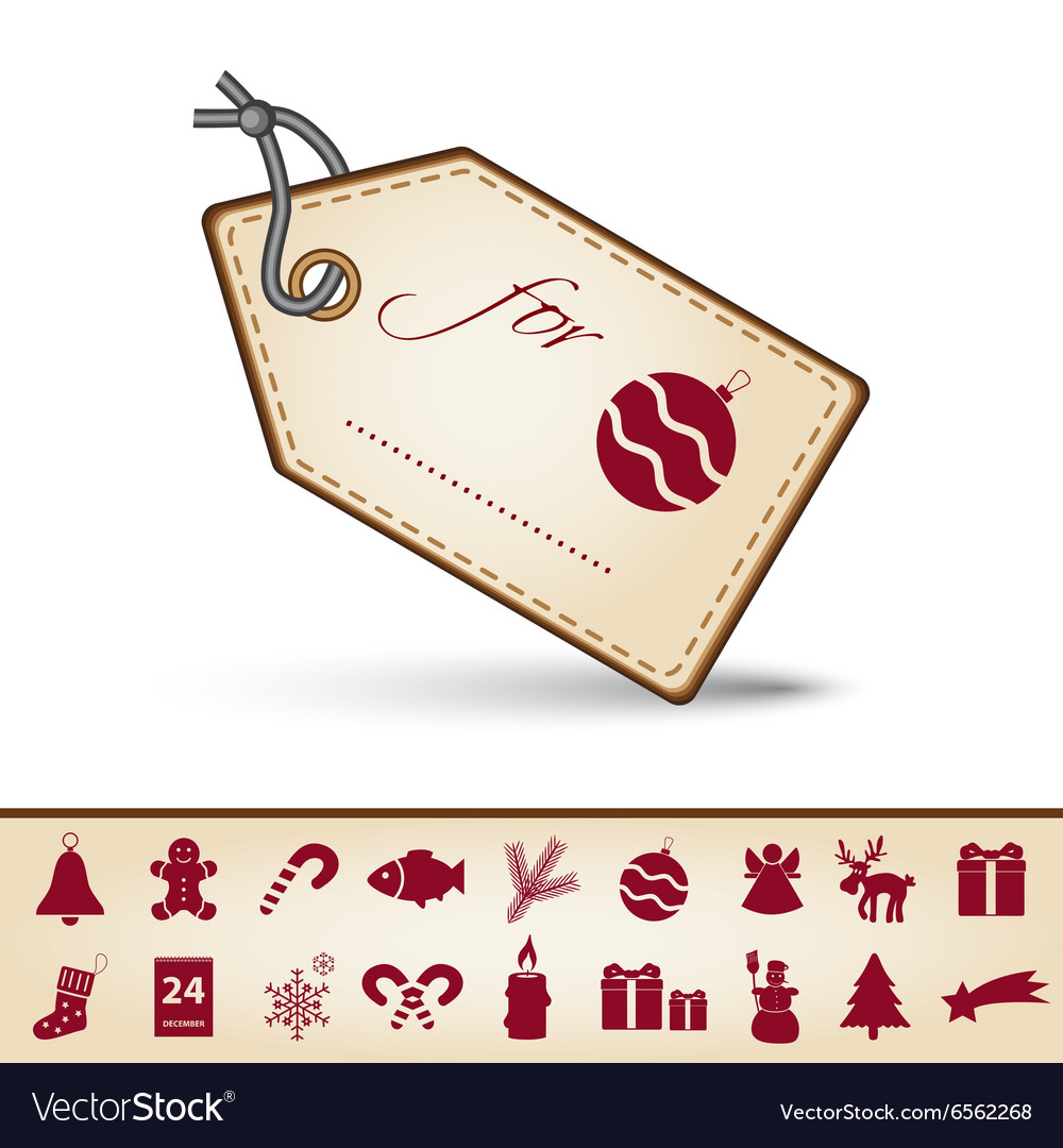 red and brown paper christmas gift tag label and vector image gift tag label