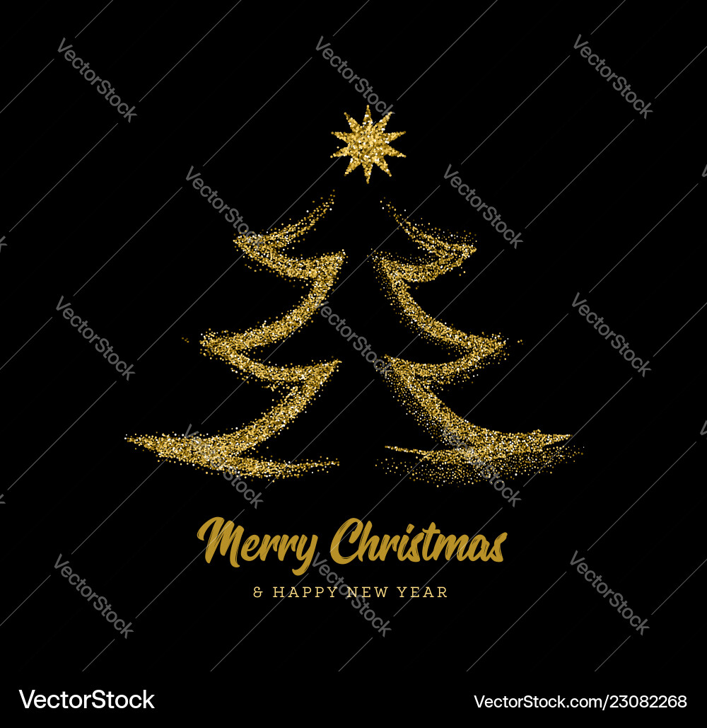 Silhouette A Christmas Tree In Form Gold Vector Image