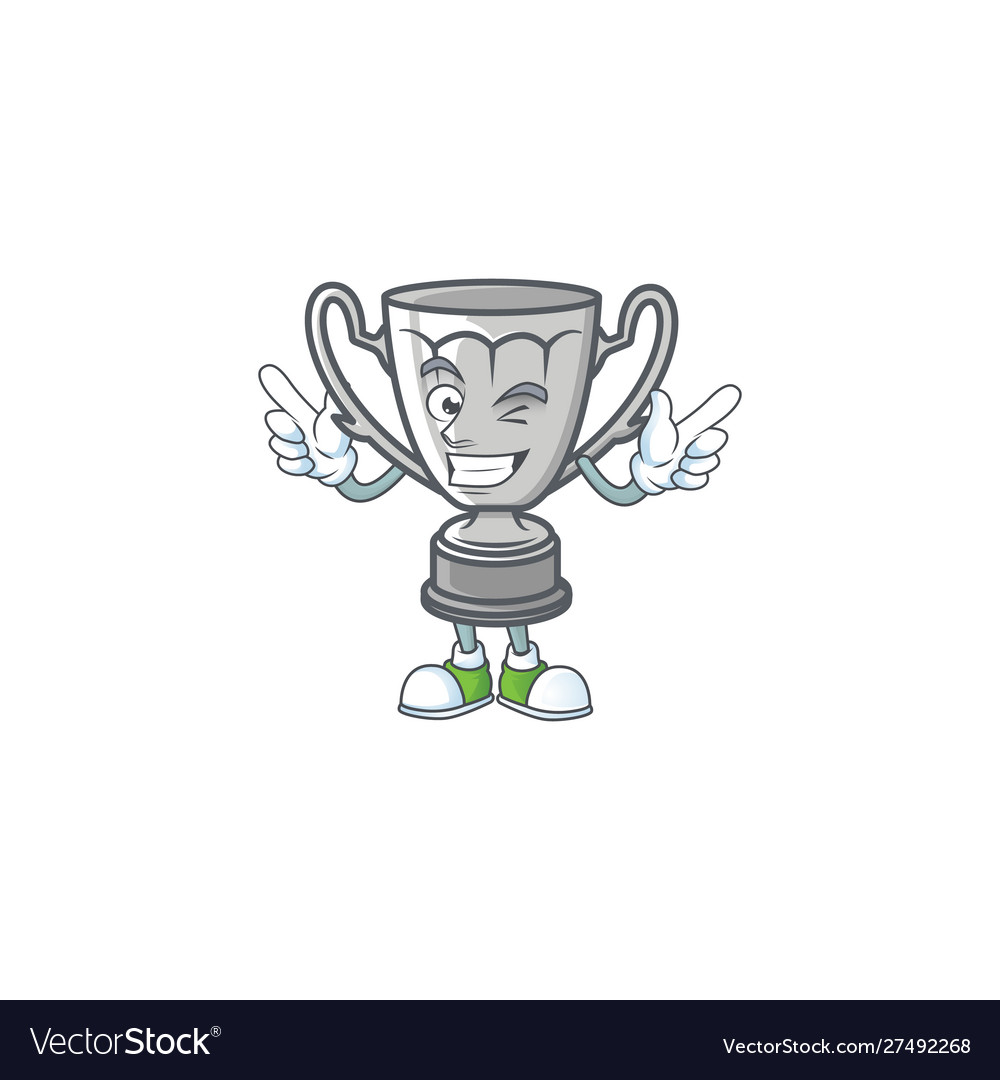 Wink silver trophy with cartoon character shape Vector Image Wink silver trophy with cartoon character shape Vector Image