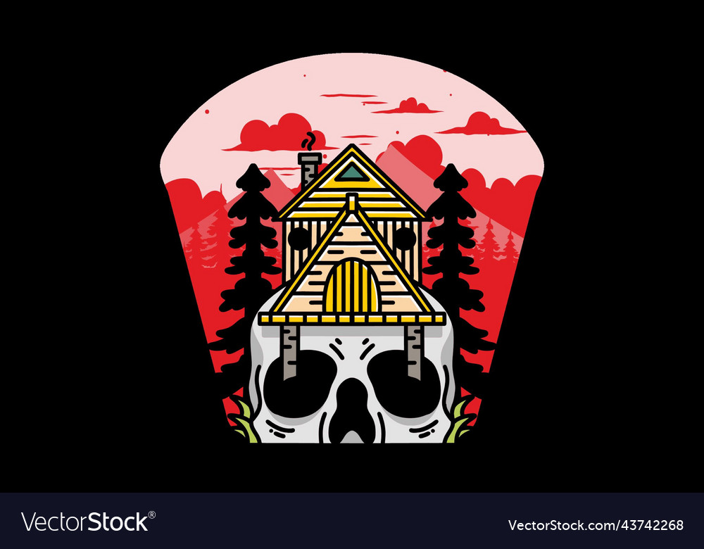 Wooden house with skull foundation Royalty Free Vector Image