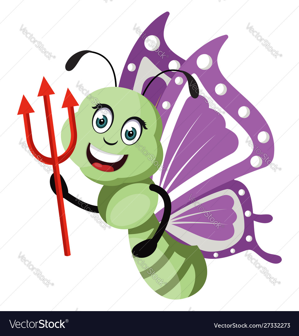 Butterfly with devil spear on white background Vector Image