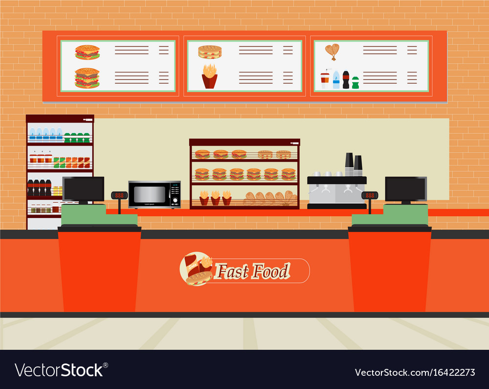 fast-food-restaurant-interior-with-hamburger-and-vector-image