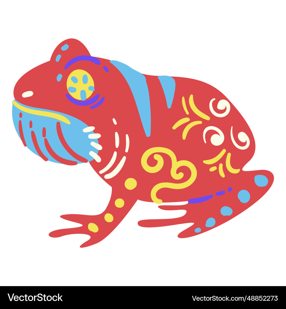 Frog mexican flat sculpture Royalty Free Vector Image
