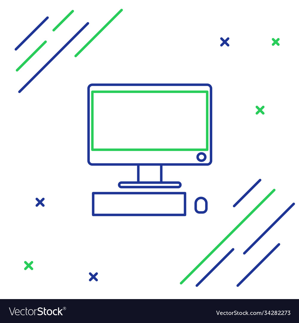 Line computer monitor with keyboard and mouse icon