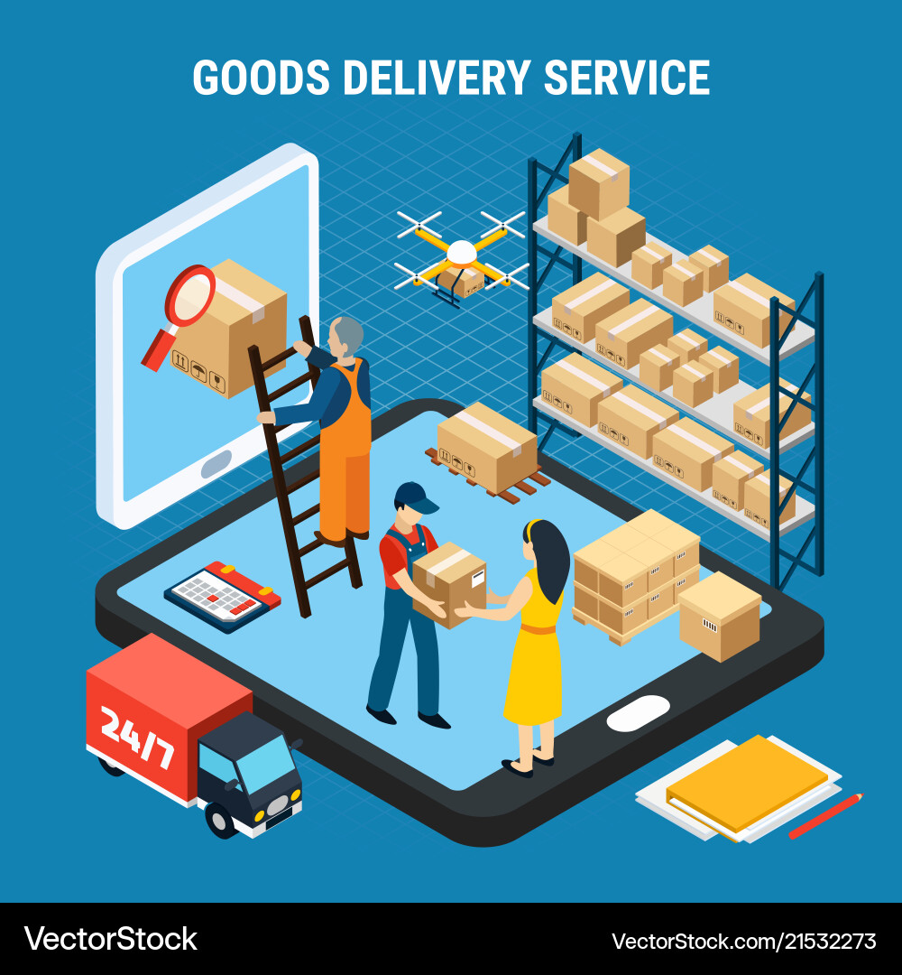 Logistics isometric concept Royalty Free Vector Image
