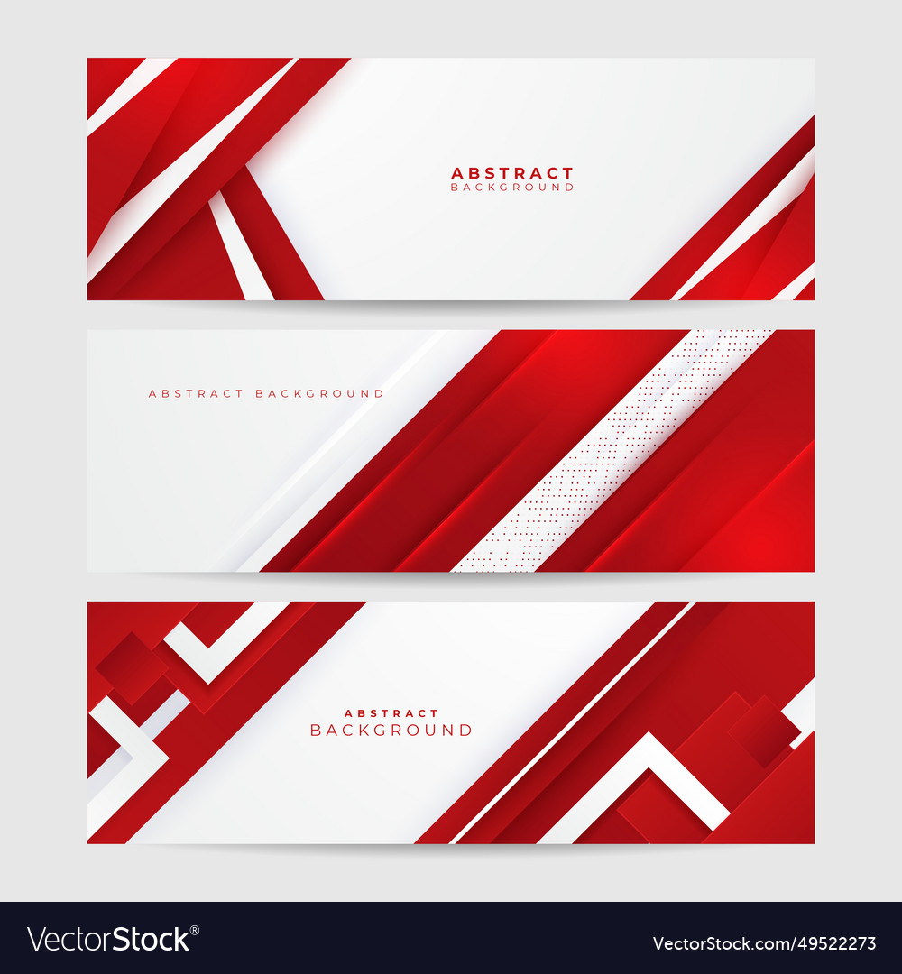 Red and white abstract wide banner background Vector Image