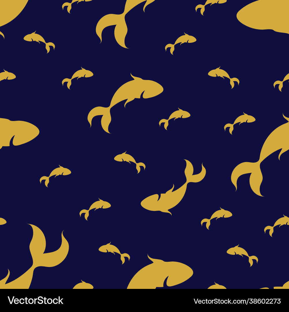 Seamless pattern silhouettes fish Royalty Free Vector Image