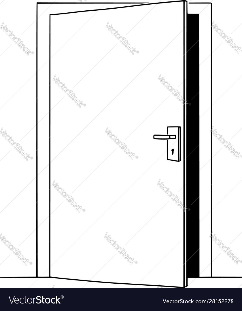 Vector cartoon drawing of slightly open door opportunity to enter Vector  illustration of slightly open door simple  CanStock