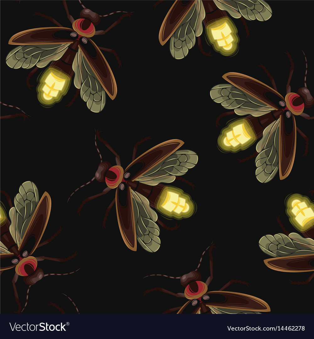 Firefly seamless pattern Royalty Free Vector Image