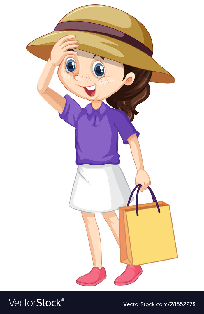 Girl with shopping bag on isolated background Vector Image