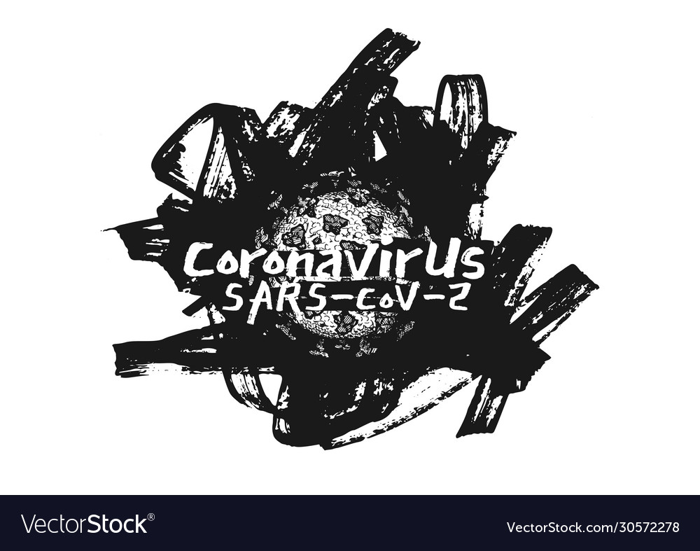 Hand drawn coronavirus sars-cov-2 Royalty Free Vector Image