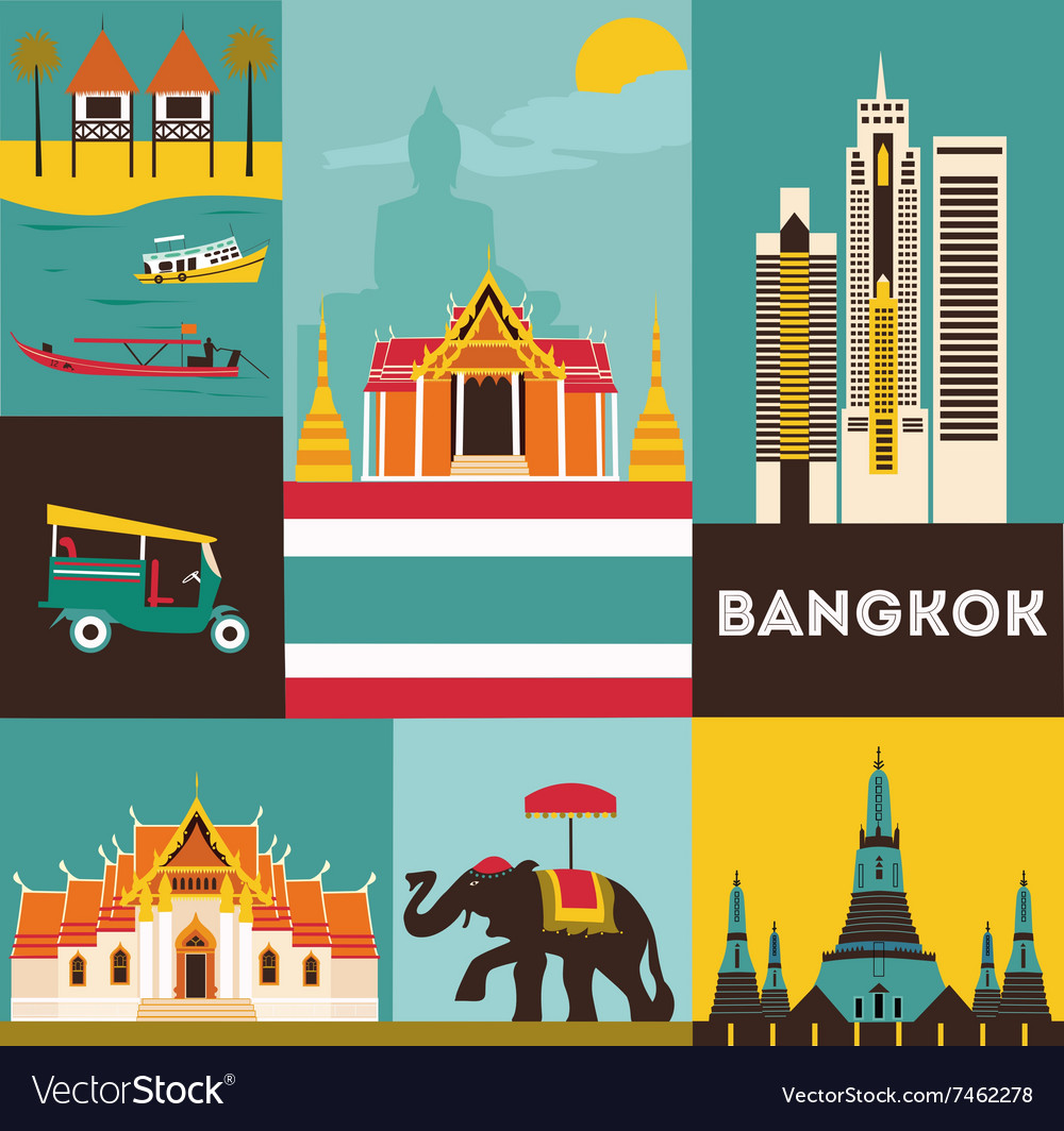 Symbols of bangkok Royalty Free Vector Image - VectorStock