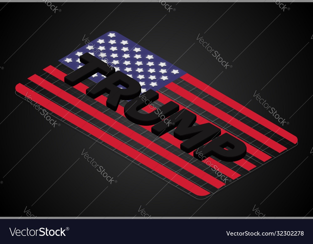 Trump quote 3d isometric font on us flag vector image Trump quote 3d isometric font on us flag