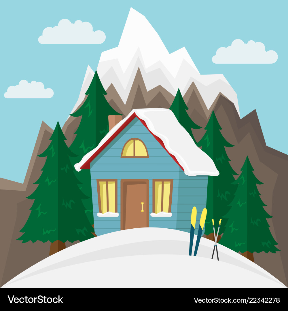 Winter mountain landscape background with country Vector Image