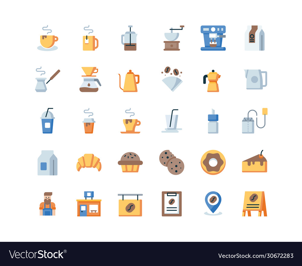 Coffee shop icon set Royalty Free Vector Image