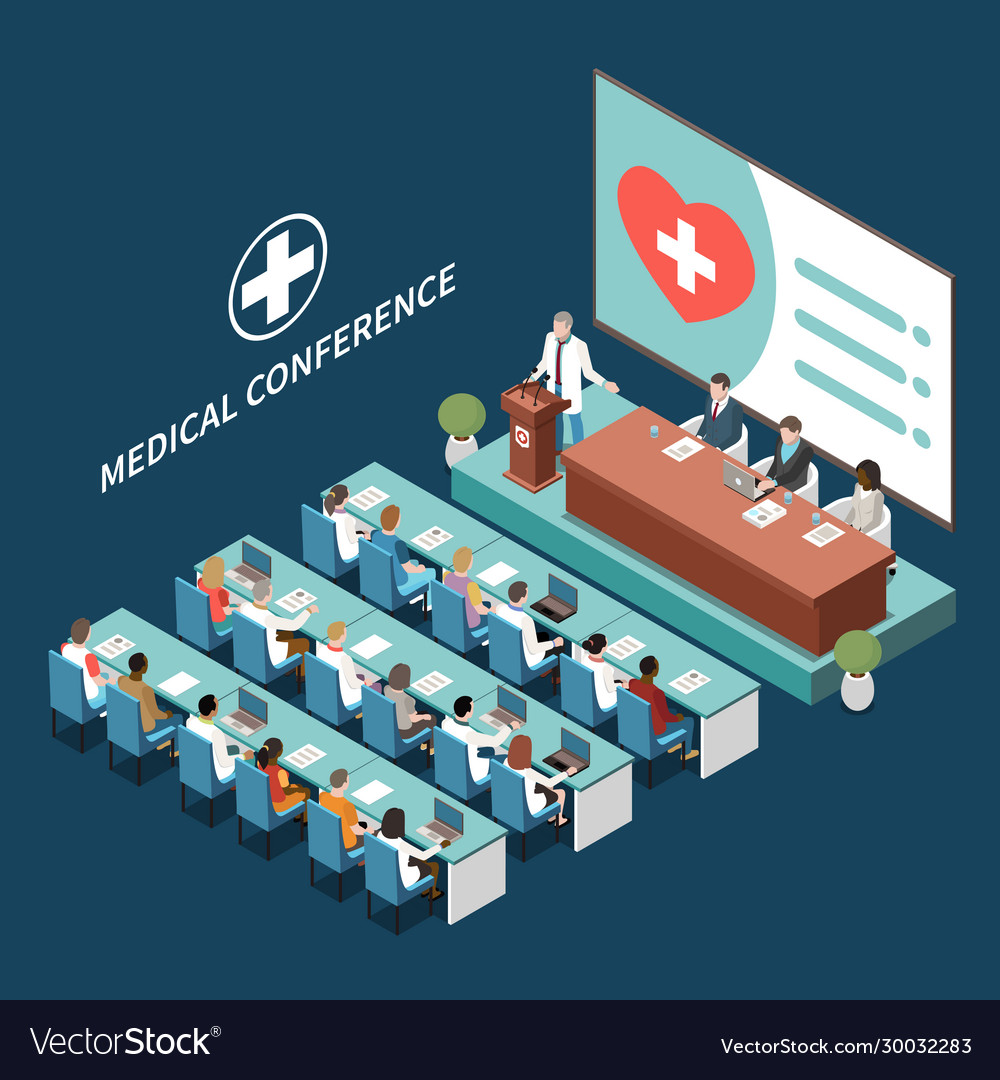 Conference Hall Isometric Composition Royalty Free Vector