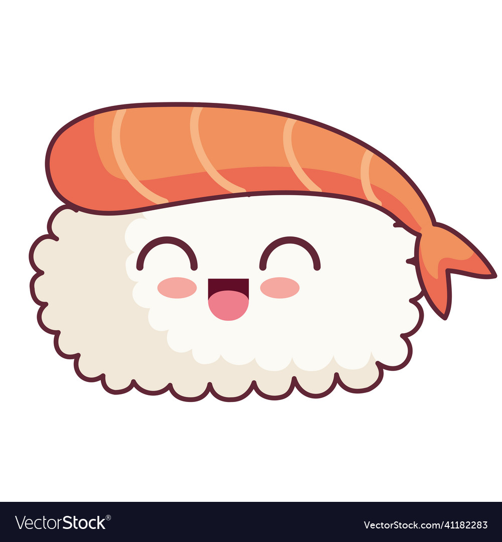 Sushi with prawn kawaii Royalty Free Vector Image