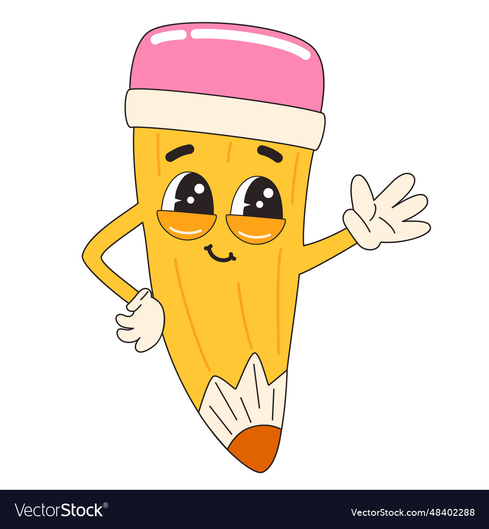 0850 pencil groovy Royalty Free Vector Image - VectorStock