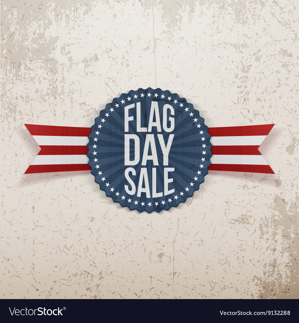 Flag day sale festive emblem with text and shadow Vector Image