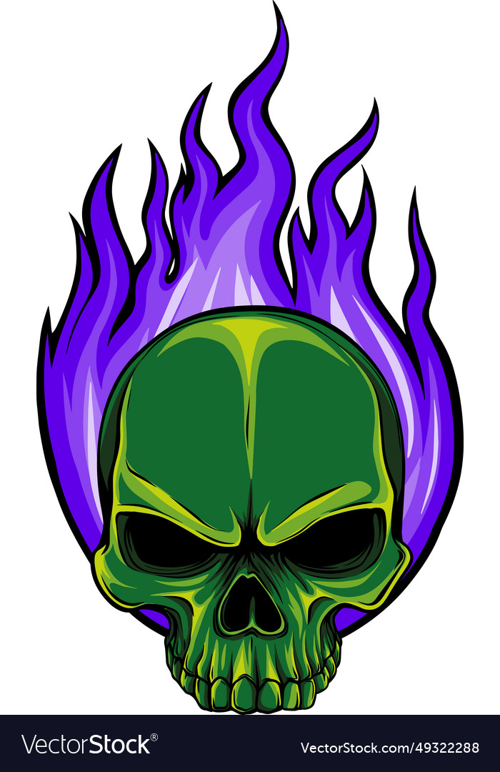 Hand drawn skull fire Royalty Free Vector Image