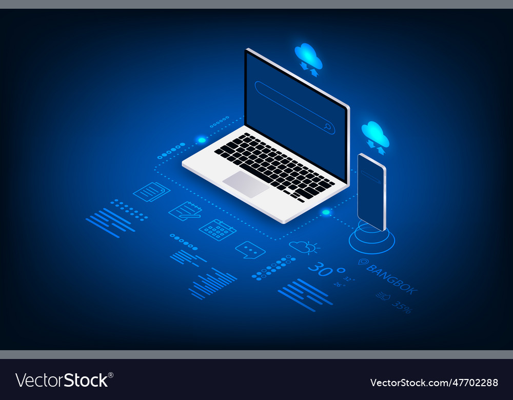 Isometric server document security system Vector Image