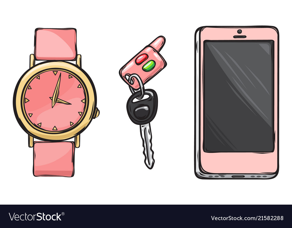 Women items and accessories pink female objects Vector Image