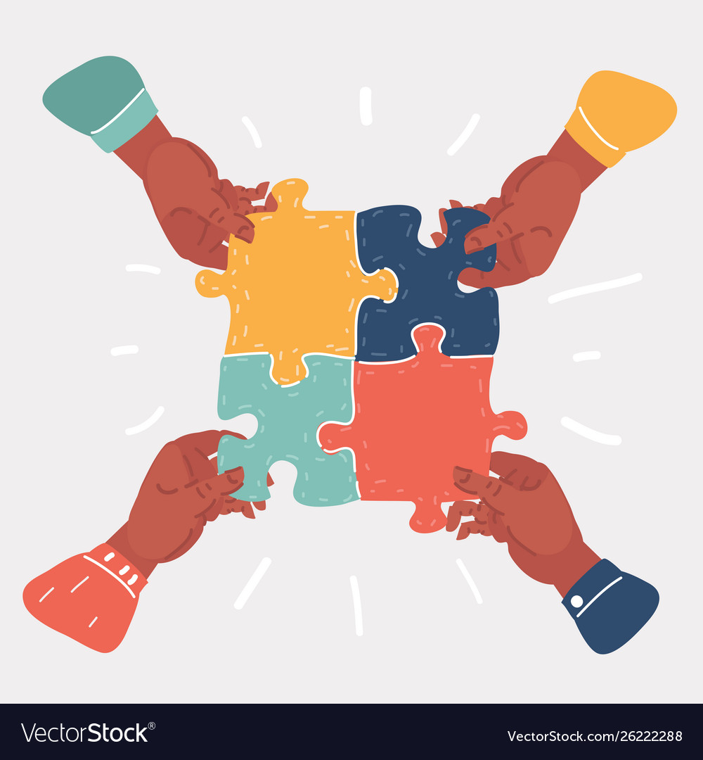 Teamwork concept with puzzle Royalty Free Vector Image