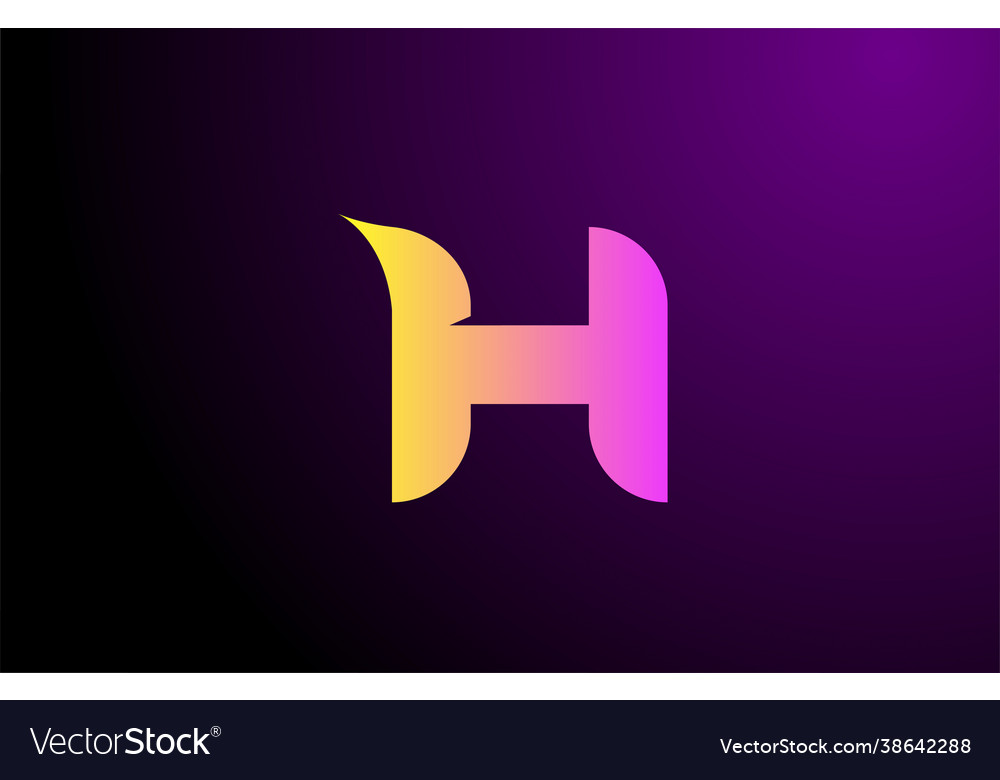 Yellow Purple H Creative Gradient Alphabet Letter Vector Image