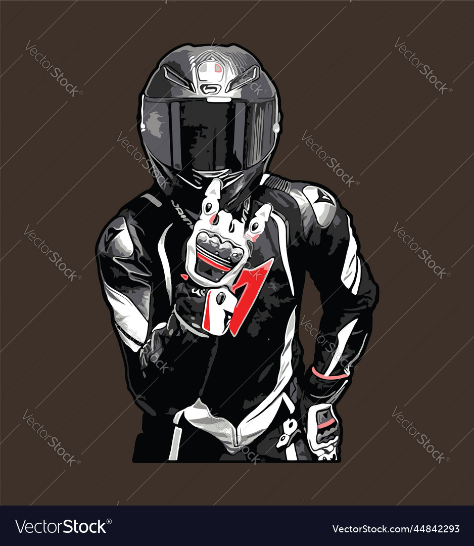 A racer in his racing suit Royalty Free Vector Image