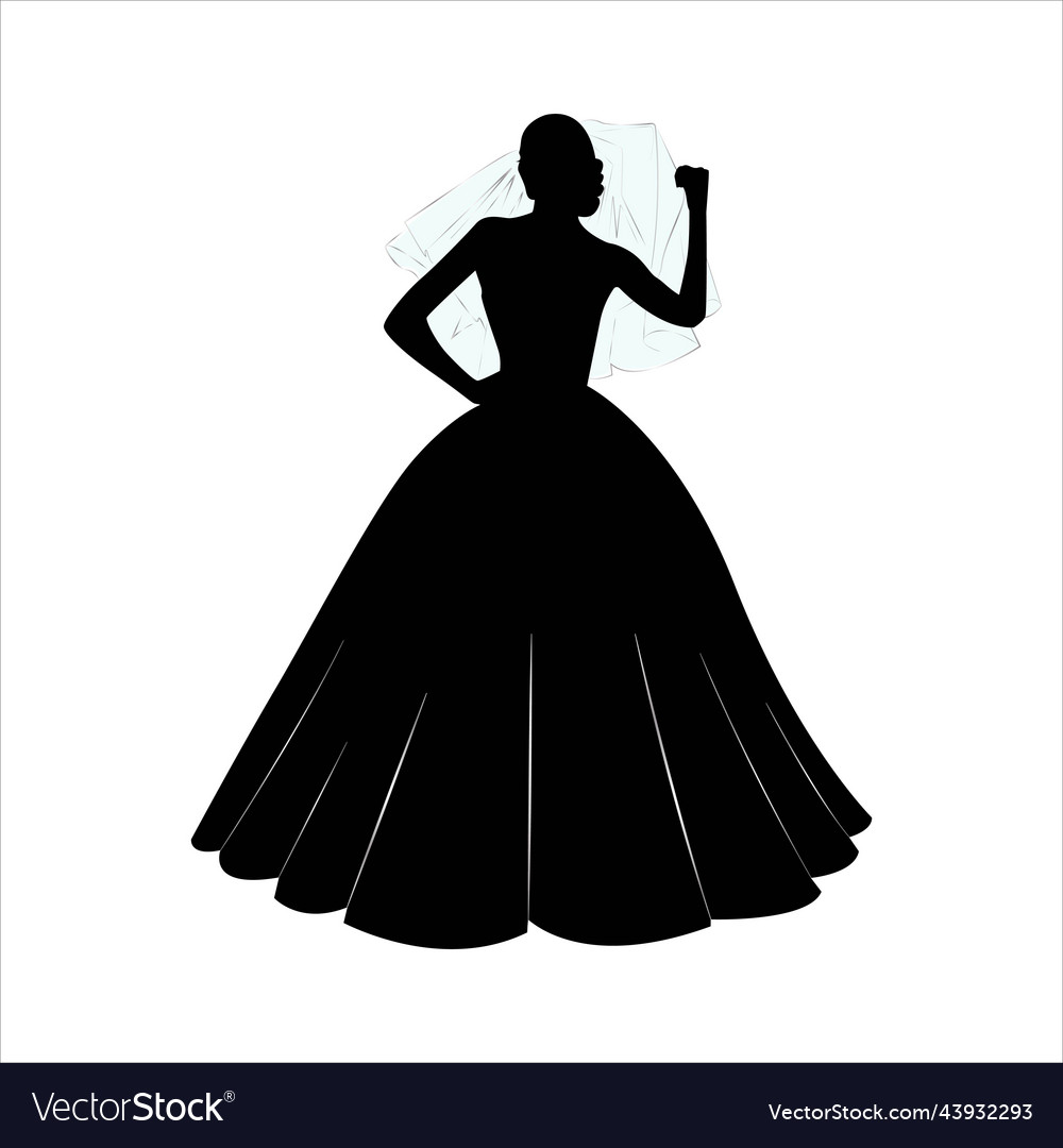 Bride holding veil silhouette female silhouette Vector Image