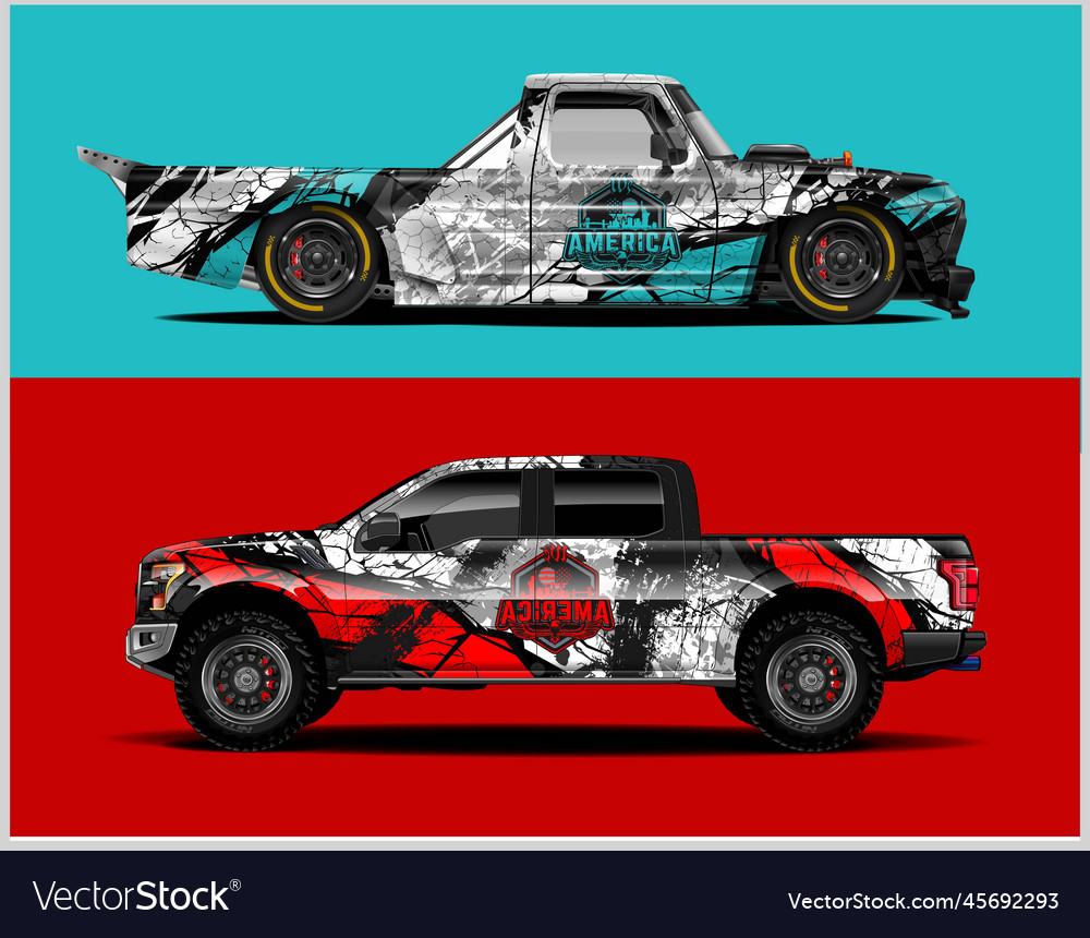 Car Decal Wrap Design Premium Blueprint Template Vector Image