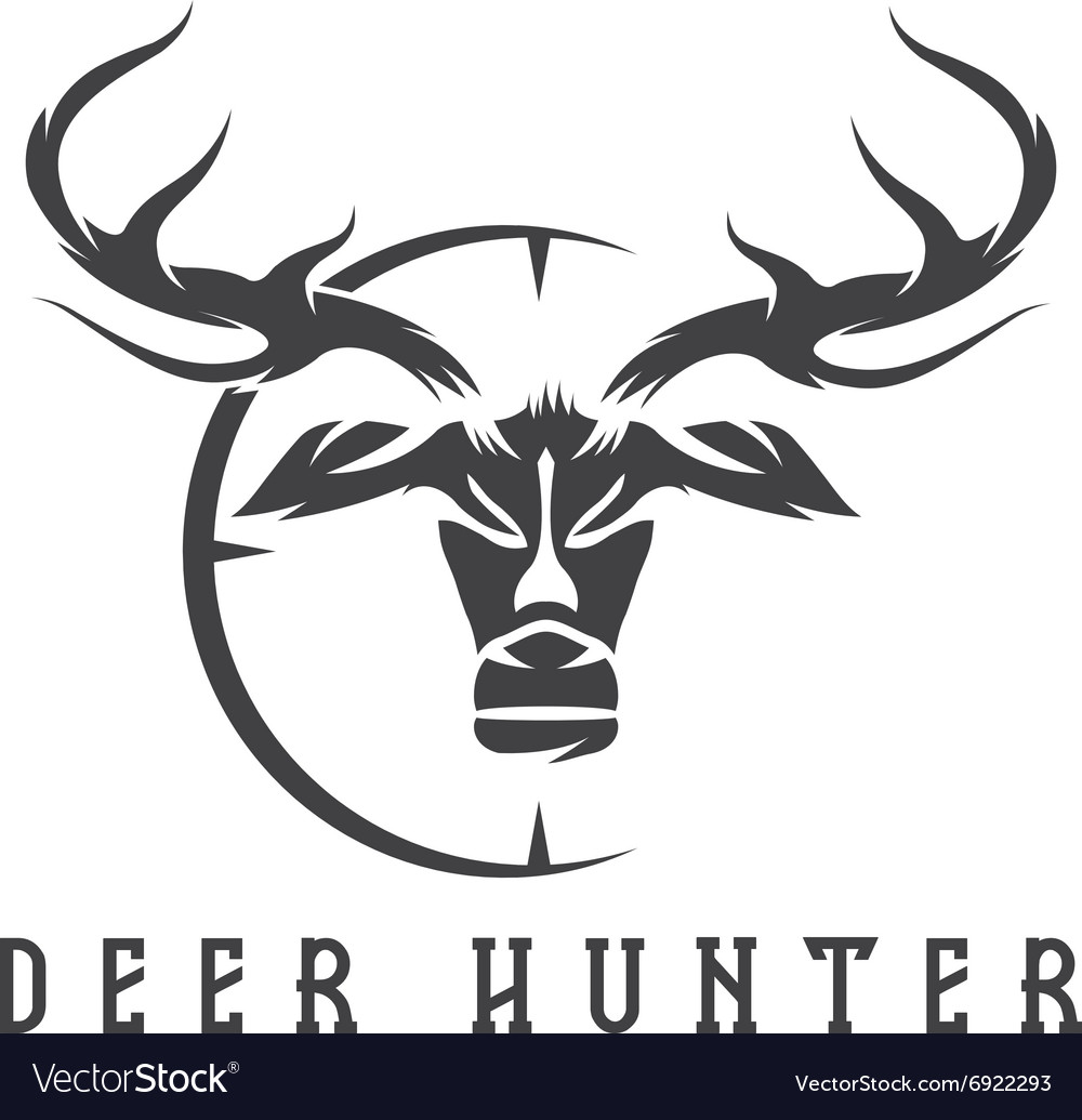 Deer hunter design template Royalty Free Vector Image