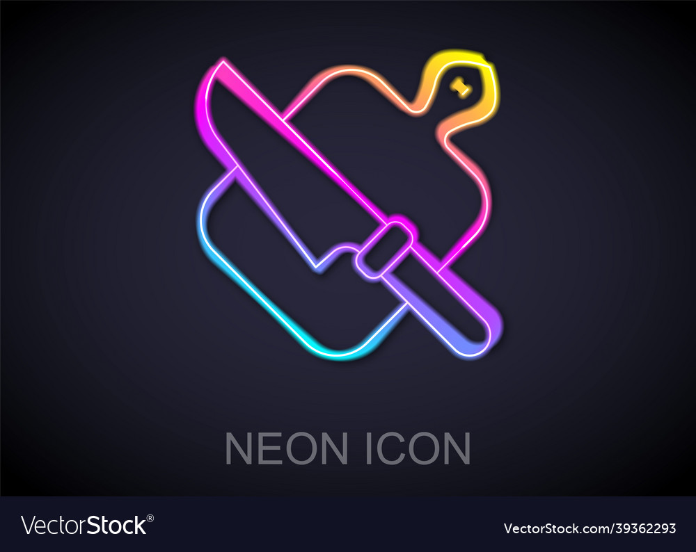 Glowing neon line cutting board and knife icon