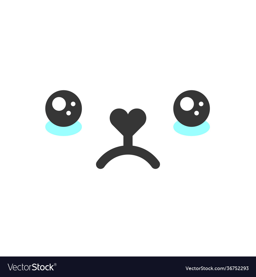 Sad crying kawaii cute emotion face emoticon Vector Image