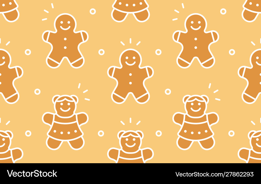 Seamless pattern with gingerbread man and woman Vector Image