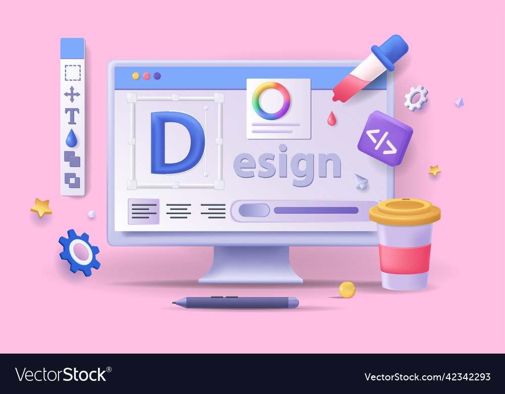 Ui ux design concept 3d