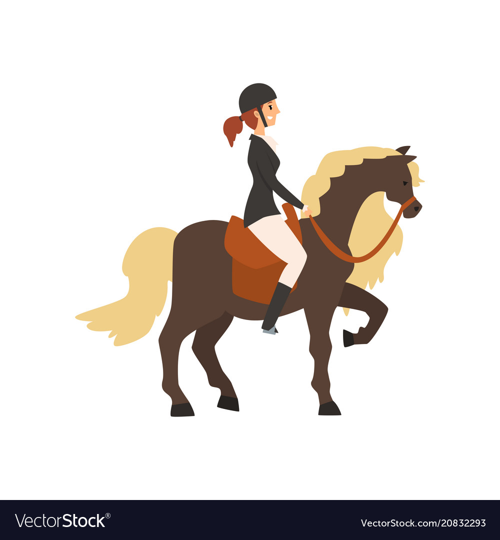 Young woman riding horse equestrian professional Vector Image