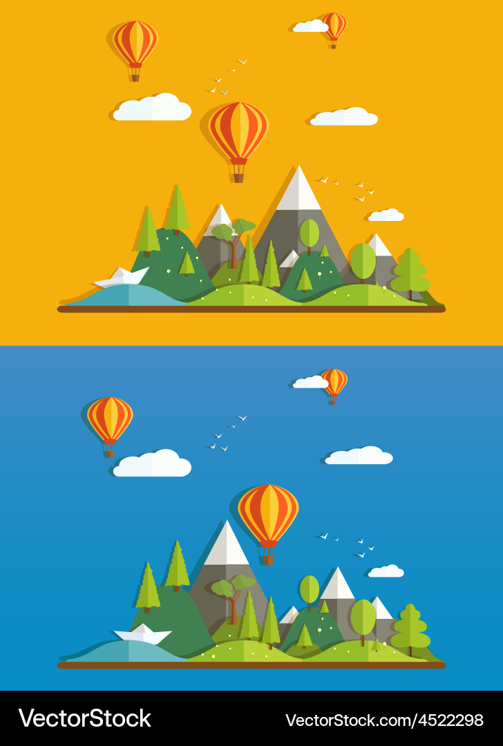 Flat landscapes Royalty Free Vector Image - VectorStock