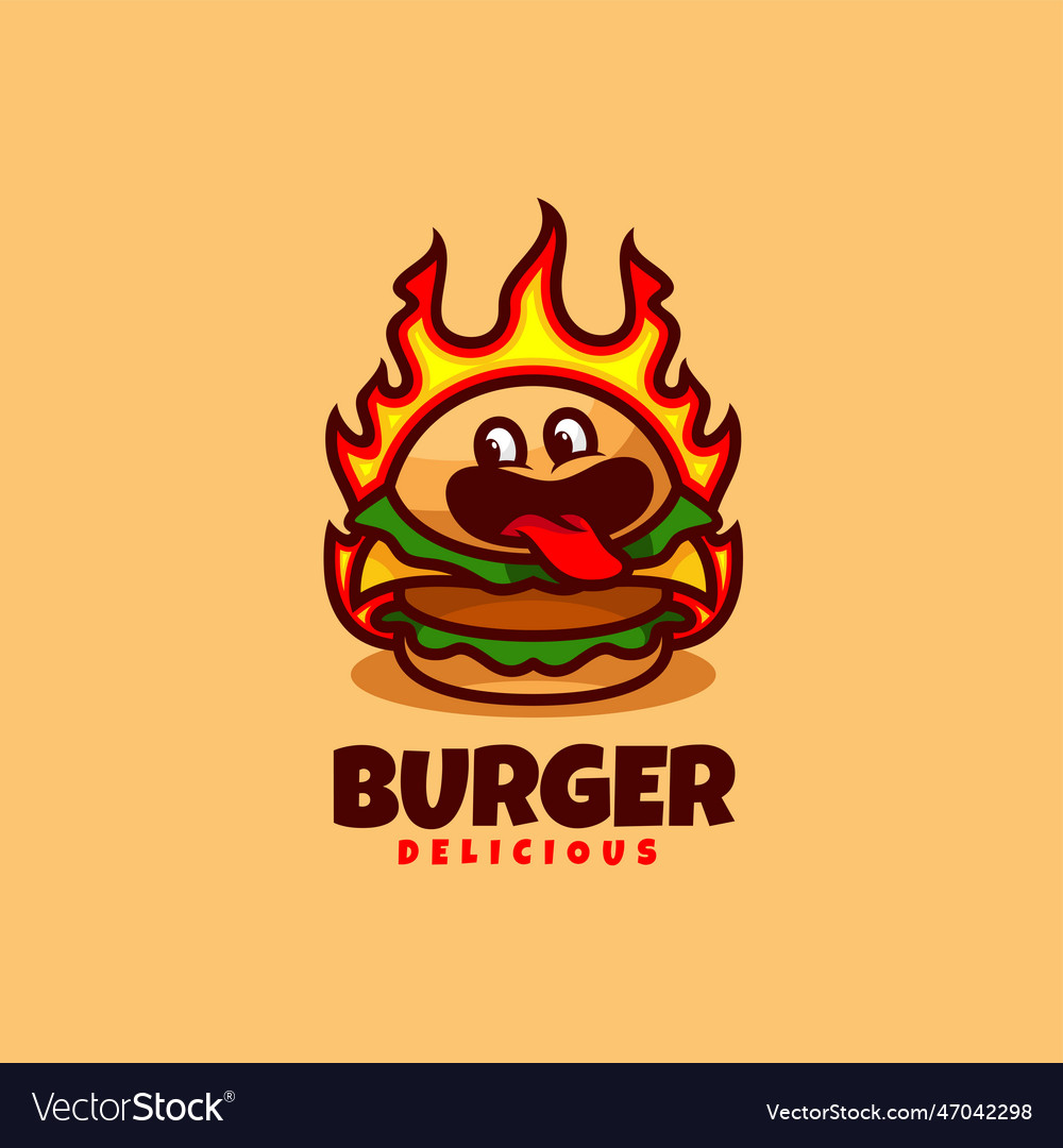 Logo burger mascot cartoon style Royalty Free Vector Image