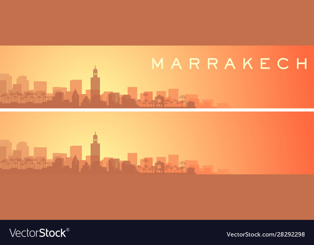 Marrakesh Beautiful Skyline Scenery Banner Vector Image