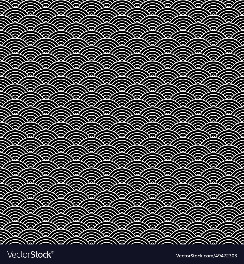 Black seamless geometric japanese waves pattern Vector Image